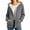 Dark Gray, variant on Fashionable Zipper Hooded Thicken Liner Solid Colored Long Sleeve Loose Warm Fitting Sports Jacket Casual Ladies Sweatshirts Coat