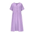 thumbnail image 6 of Miluxas Women's Short Sleeve Midi Dress Solid V Neck Business Casual Dress with Pockets Lighweight Summer Trendy Outfits for Daily & Vacation Purple, 6 of 6