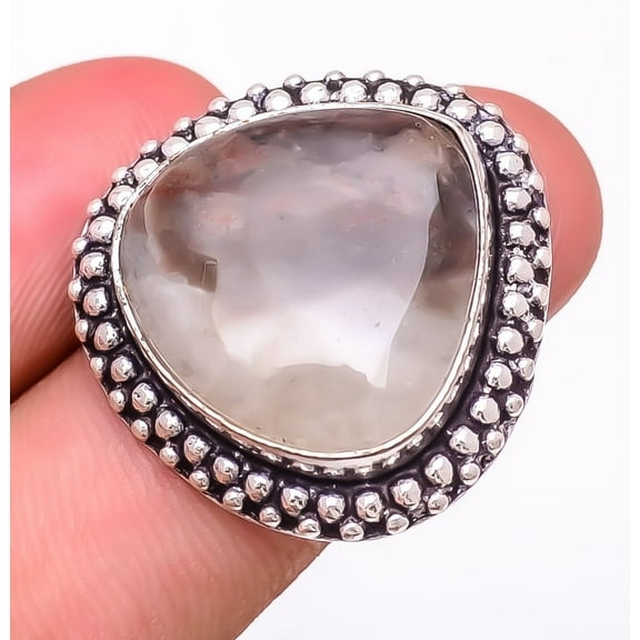 Moss Agate 925 Sterling Silver Jewelry Ring s.8 T3071, Gemstone Silver Jewelry, New Year Sale, Valentin's Day Gift