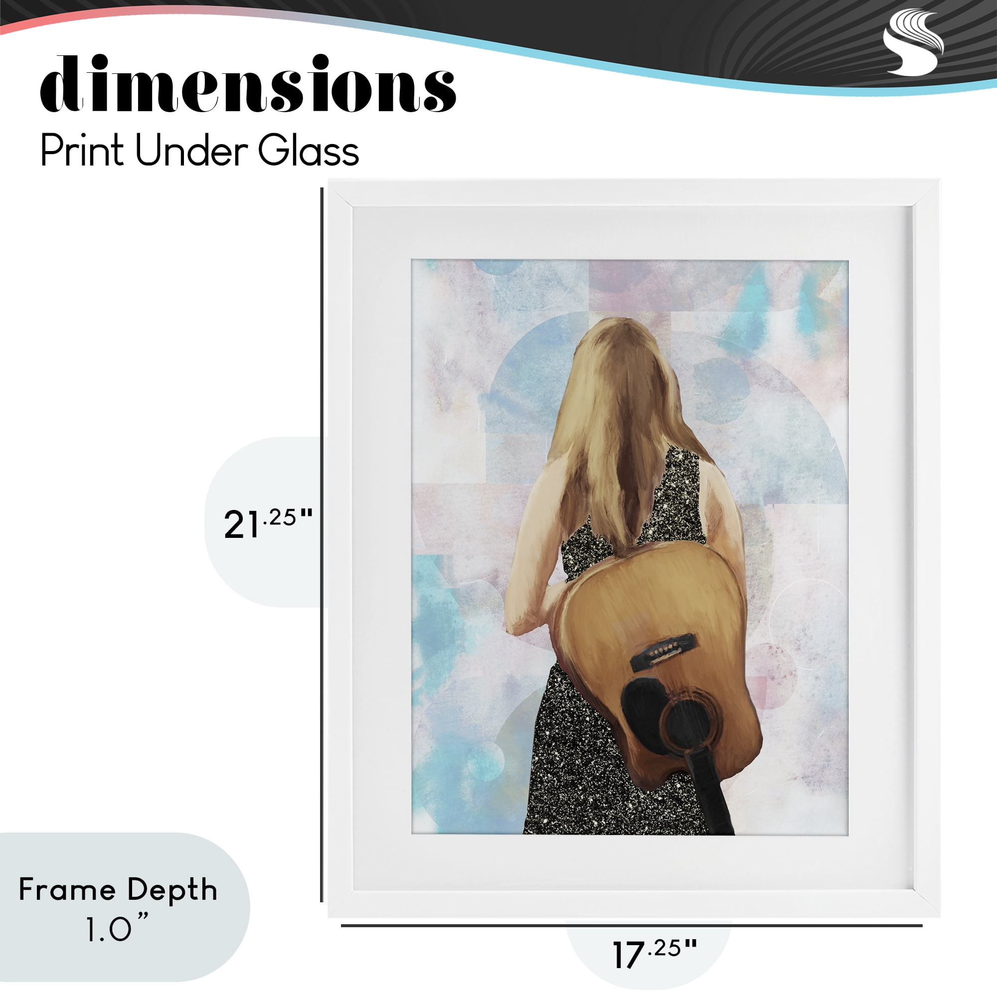 Stupell Industries Dreaming With My Guitar White Framed Print Under Glass, design by Dan Meneely