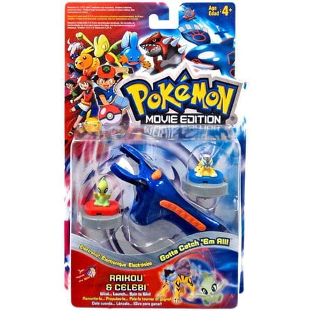 Pokemon Electronic Turbo Tops Raikou & Celebi Launchers