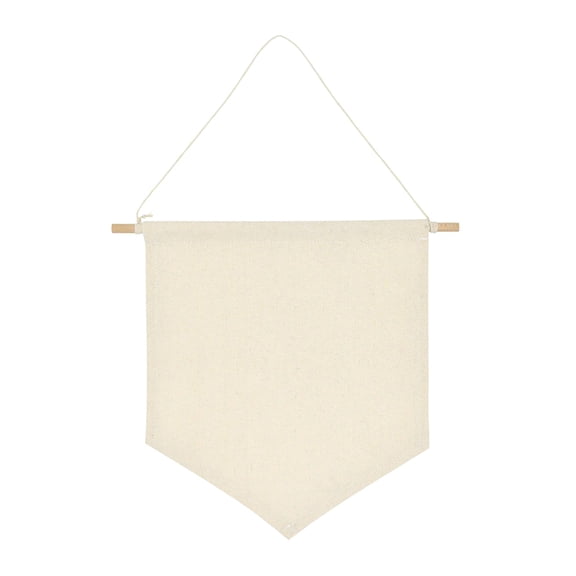 BINGLI Blank Wall Canvas Banners - Blank Fabric Badge & Wooden Dowel & Pre-Tied String - Decorative DIY Plaque, Display for Indoors, Baby Shower, Wedding, Graduation