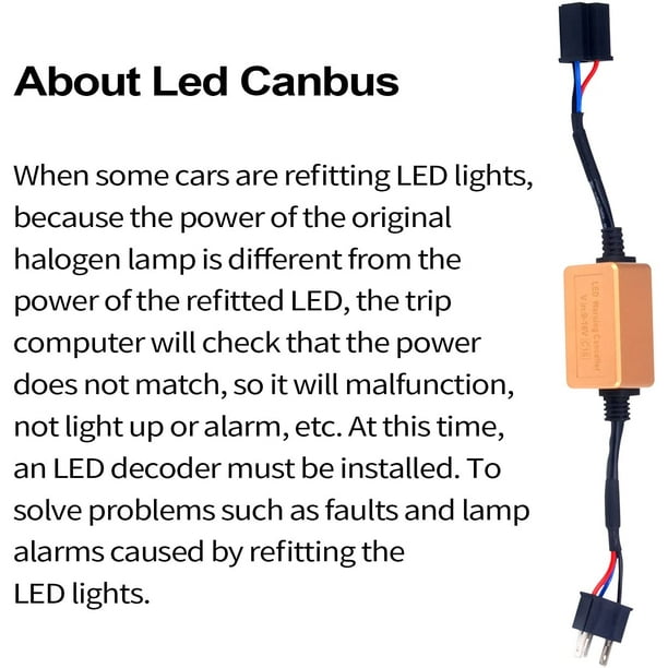 Ampoules de phares à LED H4 LED Canbus Décodeur fixe Ampoule de phare  allumée et éteinte problème de scintillement taille de l'adaptateur Kit de  condensateur d'annulation de code Harnais pour ampoules LED