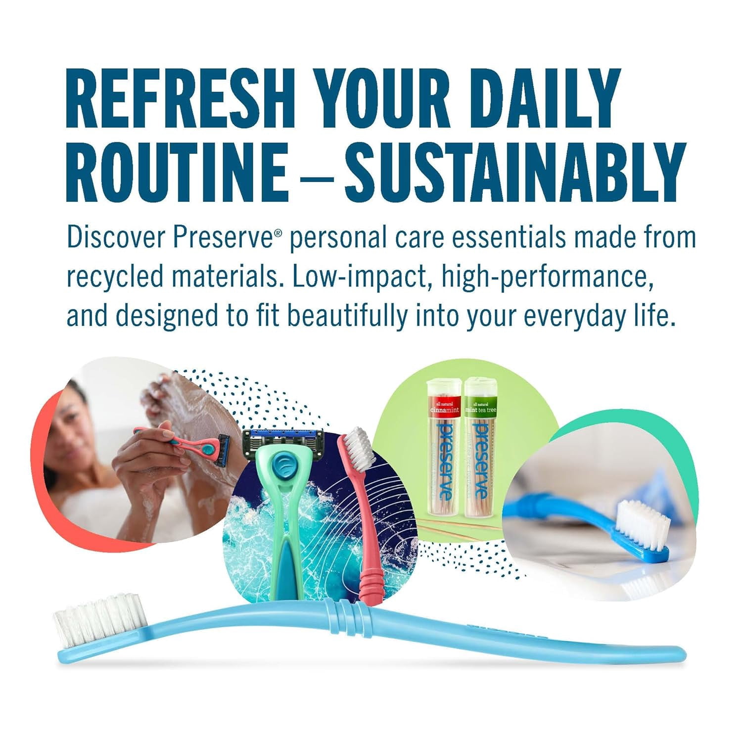 Preserve Eco-Friendly Adult Manual Toothbrush, Soft Bristle, 6 Pack, Assorted Colors