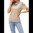 thumbnail image 2 of Camisas Brillantes para Mujer, Blusas de Fiesta con Hombros Descubiertos y Cuello en V, Atuendos para Discotecas de Noche Champán S, 2 of 10