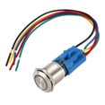 thumbnail image 1 of Interruptor de botón metálico de enclavamiento Uxcell de 19 mm 24V con luz LED blanca y cables de enchufe, 1 of 5