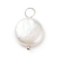 thumbnail image 2 of 10pcs Natural Baroque Pearl Keshi Pearl Pendants Cultured Freshwater Pearl with Brass Loops Flat Round Floral White Platinum 17.5x11x4.5mm Hole: 2.1~3.1mm, 2 of 5