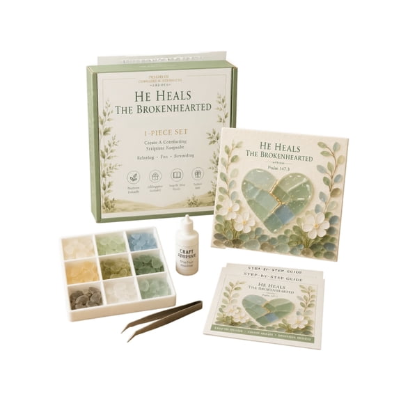 All-In-One Sea Glass Mosaic DIY Craft Kit, Beginner Friendly Religious Sea Glass Art Set with Step-by-Step Guide, Spiritual Decor & Thoughtful Christian Gift