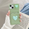 thumbnail image 1 of Cute Cartoons 3D Flower Love Heart Liquid Silicone Wallet Card Case For iPhone 14 13 12 11 Pro Max X XR XS 7 8 Plus SE3 Cover xuanjing unisex, 1 of 2