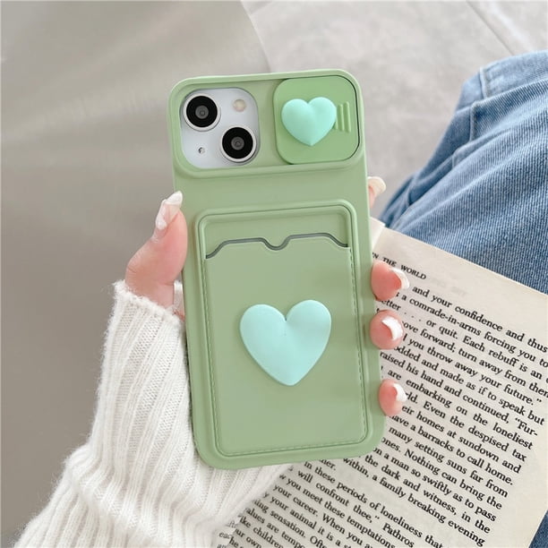 Cute Cartoons 3D Flower Love Heart Liquid Silicone Wallet Card Case For iPhone 14 13 12 11 Pro Max X XR XS 7 8 Plus SE3 Cover xuanjing unisex