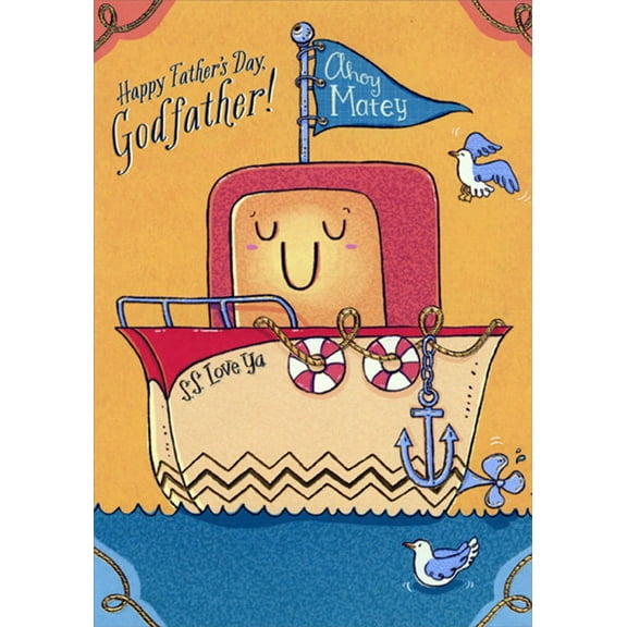 Designer Greetings S.S. Love Ya Cute Boat Juvenile / Kids Father's Day Card for Godfather