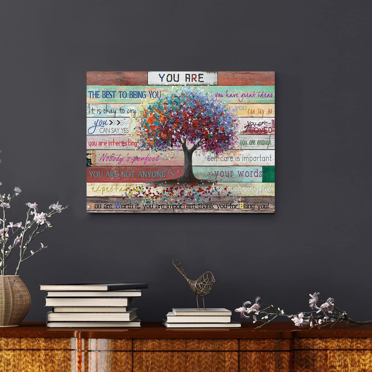 You Are Inspirational Wall Art Self Motivational Quotes Canvas Prints Tree  Picture Posters Retro Positive Quotes Wall Decor for Bedroom Office  Classroom Dorm College Decoration, Framed 12x16 - Walmart Business Supplies, image size:1500x1500