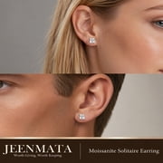JeenMata 2 Carat Princess Solitaire Moissanite Stud Earrings for Women, Earrings for Men, 18K White Gold Plated, Hypoallergenic Earrings, D VS1, Stud Earring for Woman, Jewelry, Gift, Earrings
