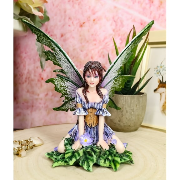 Ebros Gift 5.25” Viola Violet Flower Fairy Garden Statue