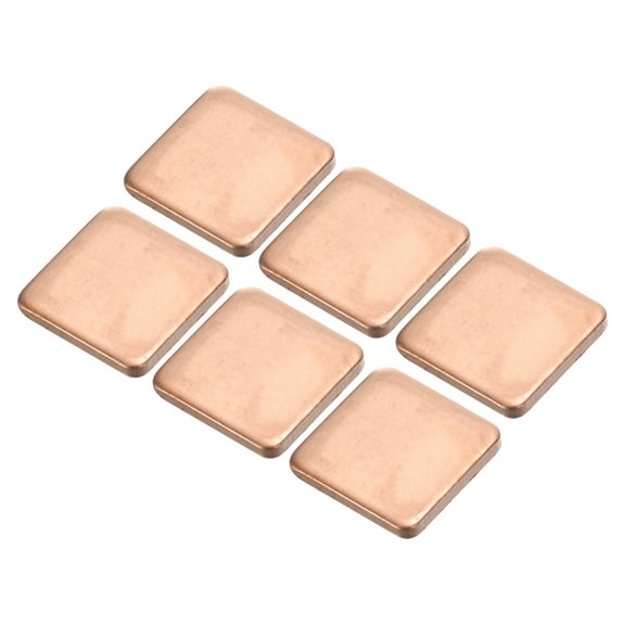 Uxcell Heatsink Copper Pad Shim 15mm x 15mm x 1.8mm Thermal Conductive Heat Sink for Electronic Chip Cooling Pack of 6
