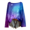 thumbnail image 4 of DHFJKG Long Sleeve Shirts For Women Ribbed Knit Pullover Galaxy Printed Casual Comfortable Crewneck Loose Fit Tunic Carnival Leisure Home Clothes, 4 of 4