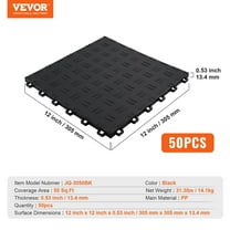 50-Pack Garage Flooring Tiles, 12x12 Inch Interlocking, Non-Slip Surface for Garages, Workshops & Basements, Durable Black Tiles