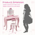 thumbnail image 4 of Costway Kid Vanity Table Stool Set with Adjustable Mirror Storage Drawer Makeup Pink, 4 of 10