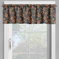thumbnail image 2 of Ambesonne Floral Valance Pack of 2, Swirling Branches of Flowers, 54"X18", Dark Night Blue and Orange, 2 of 5