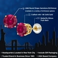 thumbnail image 2 of Gem Stone King 14K Yellow Gold Red Created Ruby Stud Earrings for Women Men (2.00 Cttw Round 6MM), 2 of 6