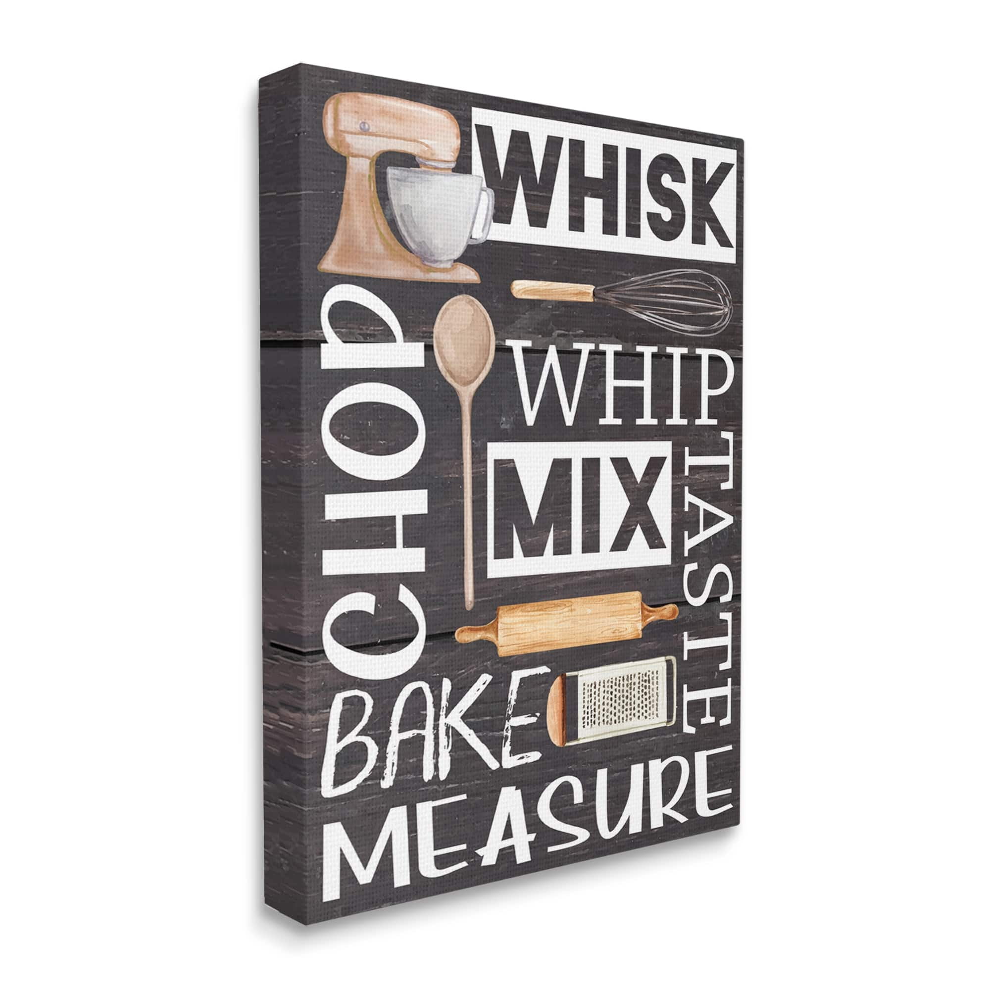 Stupell Various Baking Tools Kitchen Phrases Food & Beverage Painting Gallery Wrapped Canvas Print Wall Art