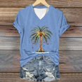 thumbnail image 2 of Christmas Shirts for Women 2025 Casual Fashion Tree Printed V Neck Short Sleeve Pullover Holiday T Shirts, 2 of 3