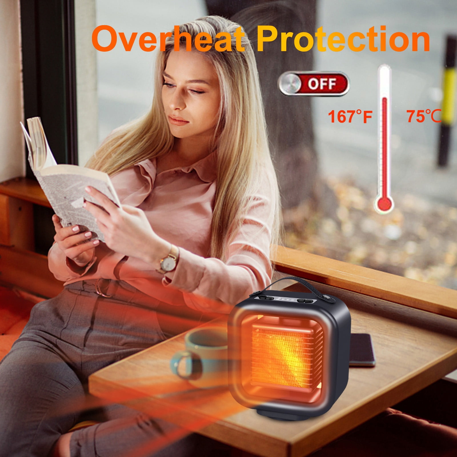 TIMIFIS Space Heater Home Essentials Desktop Heater Ceramic Quick Heat Heater Small Household Mute Heating And Dual-use