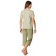 thumbnail image 4 of SCHIESSER conjunto pijama mujer - ropa de dormir, manga corta 3/4, pijama, estampado, algodón Verde/Blanco XL (X-Large), 4 of 5