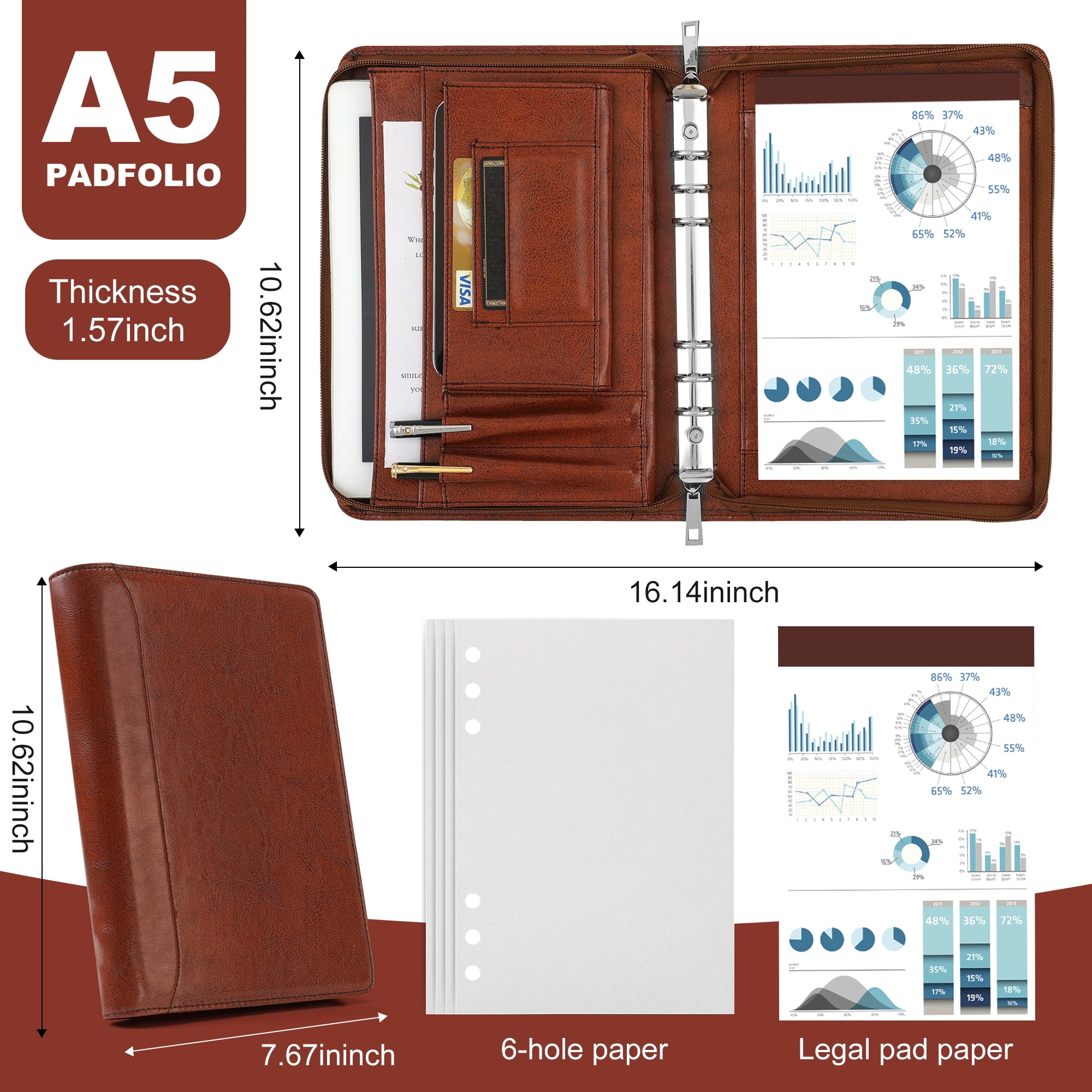 Free Shipping! KISSKI.H Olvido Zippered Padfolio Organizer