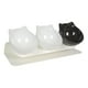 thumbnail image 4 of Cuencos elevados para gatos, cuenco de alimentación para mascotas, plato de comida para gatos, bebedero y comedero para cachorros 2 blanco negro, 4 of 7