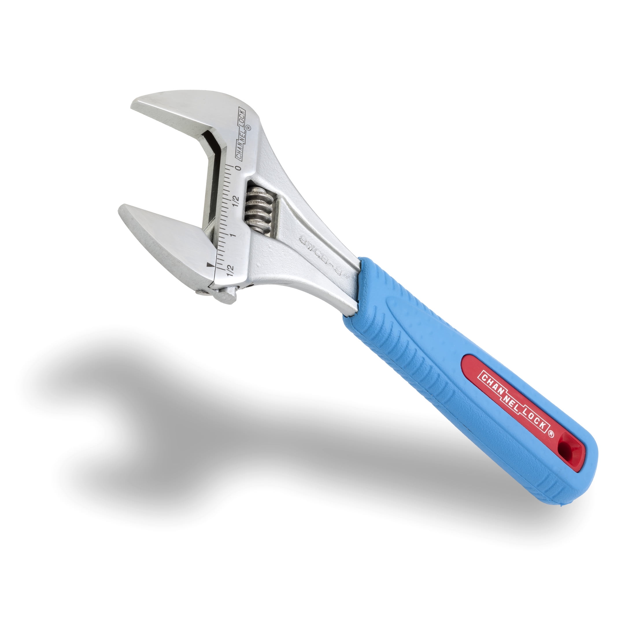 CHANNELLOCK 8-inch CODE BLUE WideAzz Adjustable Wrench, Precise 1.5-inch Wide Mouth Jaw Capacity (8WCB)