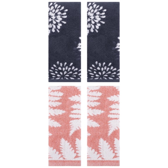 Unique Bargains 4 Pcs Bathroom Pure Cotton Hand Towels Blue/Pink 14" x 30"/13" x 29"