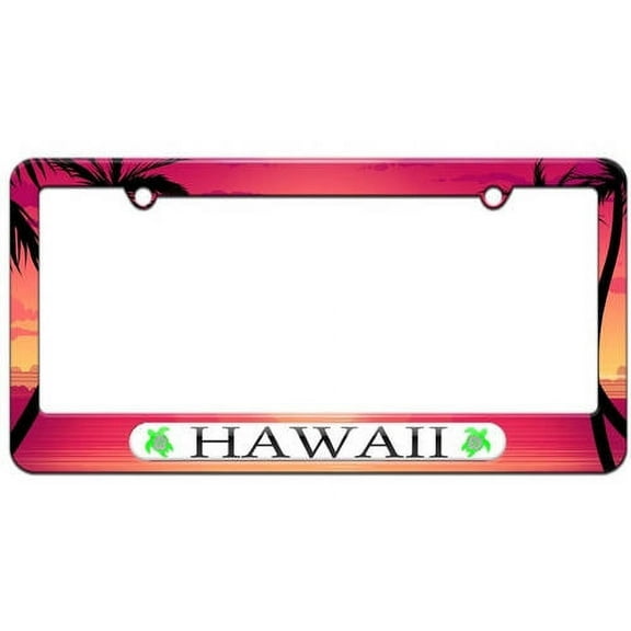 Hawaii Love, Turtle, Hibiscus License Plate Tag Frame, Multiple Colors