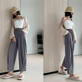 thumbnail image 6 of Lenpel Women's Casual Pants Elastic High Waisted Fold Pleated Palazzo Trousers Loose Lightweight Summer Lounge Pants, 6 of 6