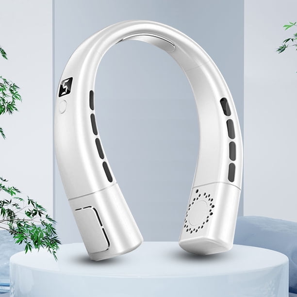 Ventilador eléctrico sin aspas Ventilador de cuello manos libres USB Pantalla digital (estándar blanco)