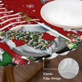 thumbnail image 3 of Red Gnomes Christmas Round Tablecloth, Fitted Table Cover with Elastic for 55"-60" Round Tables, Xmas Ball Gifts Snowflake Table Cloth Outdoor Indoor Dinning Party Waterproof Tablecloths, 3 of 7