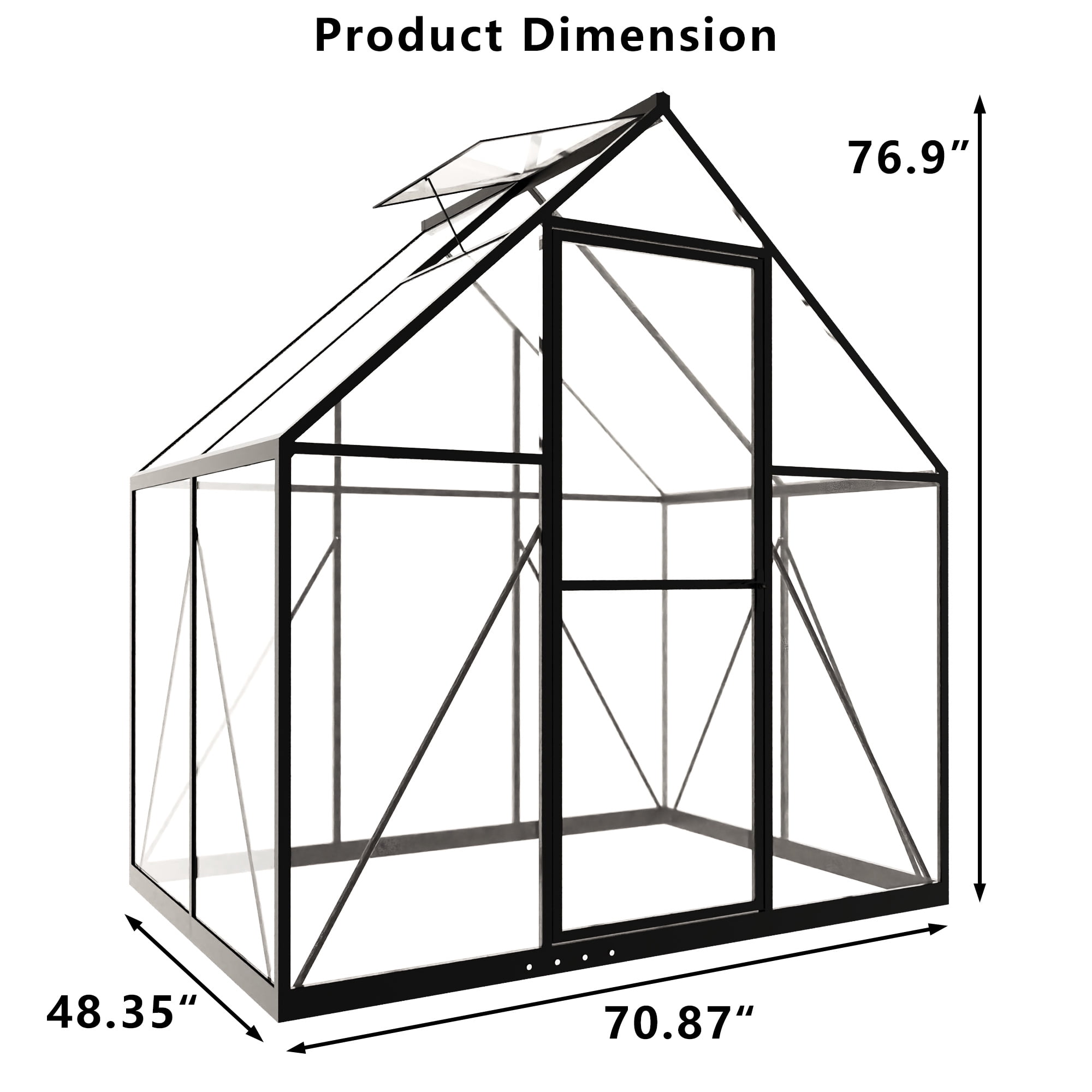6 x 4 FT Polycarbonate Greenhouse, Winter Greenhouse for Outdoors,Outdoor Greenhouse with Roof Air Vent, Heavy Duty Walk-in Aluminum Green House for Outside Garden Backyard