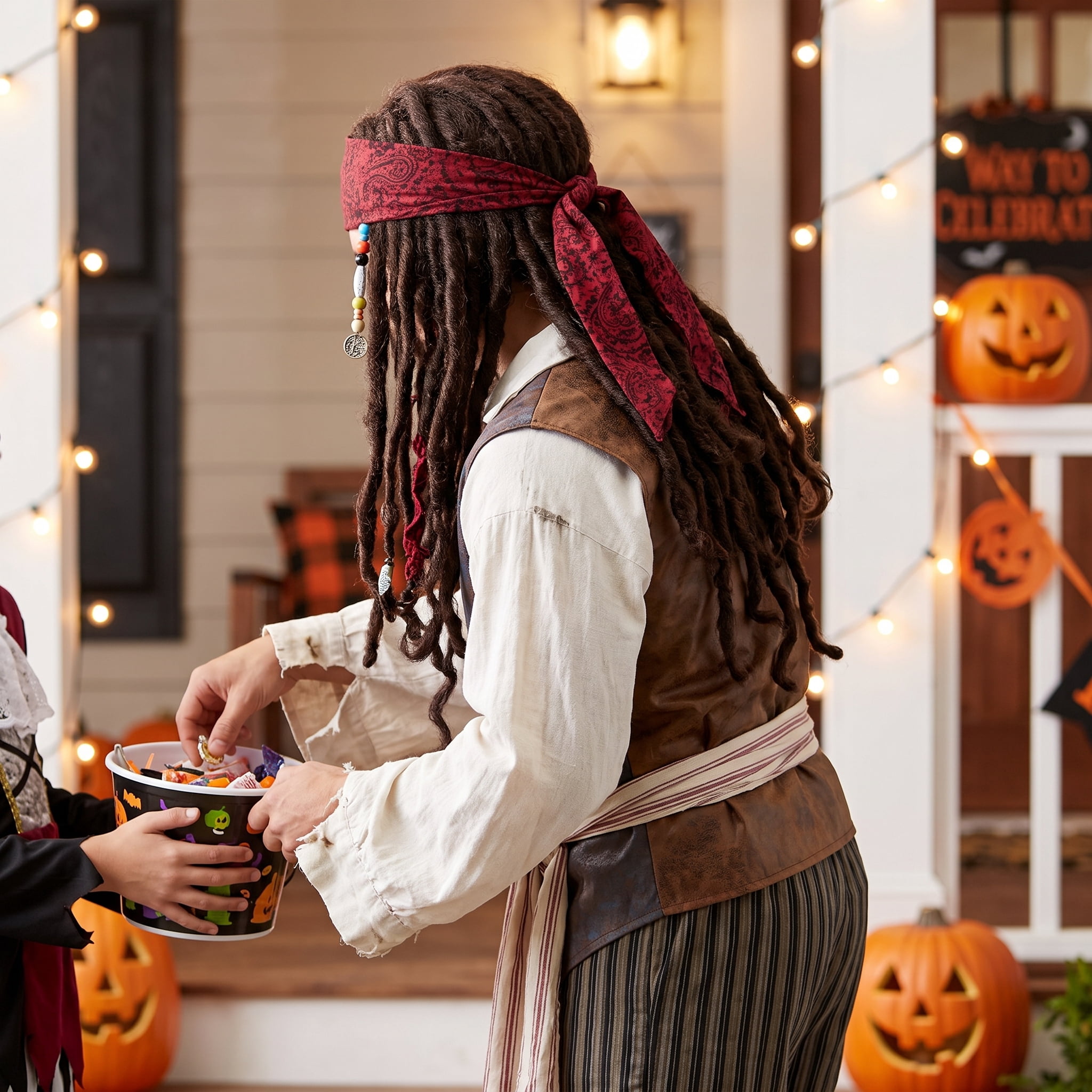 Pirate Wig Costume Accessory for Adults, Black, Halloween by Way To Celebrate