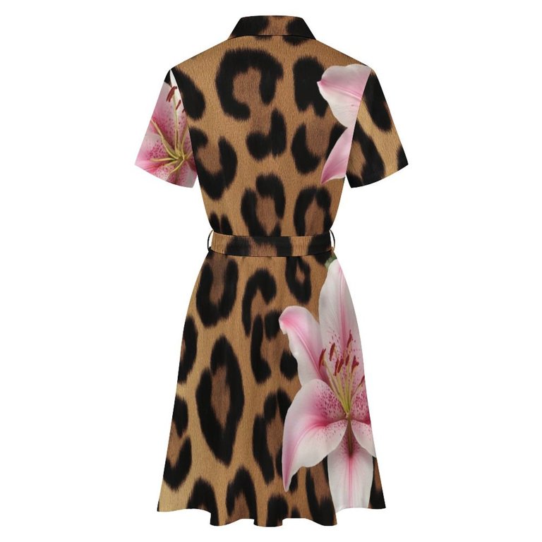 Pink Lilies Leopard Print Background Womens Shirt Dresses Women'S Short Sleeve Dress Turn-Down Collar Dress A Line Casuall Dress Oversize(XS-6XL) - Walmart.com Pink Lilies Leopard Print Background Womens Shirt Dresses Women'S Short Sleeve Dress Turn-Down Collar Dress A Line Casuall Dress Oversize(XS-6XL) - Walmart.com