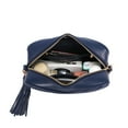 thumbnail image 3 of Daisy Rose Quilted Cross body bag with tassle - PU Vegan Leather - Navy, 3 of 6