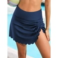 thumbnail image 3 of Charmo Womens Scallop Trim Swim Skirt High Waisted Swimsuit Bottoms Side Split Bikini Bottoms, 3 of 8