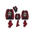 thumbnail image 2 of Family Matching Christmas Pajamas Set, Letter Christmas Hat Print Long Sleeve Tops Plaid Pants Sleepwear Set, 2 of 5