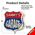 thumbnail image 2 of Sammy's Garage (2 Pack) 4 inch X 4 inch Shield Shaped Heavy Duty 3.2 mil Vinyl Decals Weather Resistant, UV Protected To last, Gift for Dads and Uncles Classic Americana Crafted in the, 2 of 6