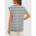 thumbnail image 2 of SHIBEVER Cap Sleeve Tops for Women Casual Crewneck Tops Summer Basic Tee Shirts Fashion Loose Fit Tunic Gray Stripe Womens Clothes Plus Size XXL, 2 of 6