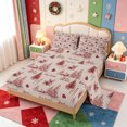 thumbnail image 2 of Manfei Cartoon Xmas Candy Cane Bed Sheets,Merry Christmas Full Size Sheets,4pcs,1 Flat Sheet,1 Fitted Sheet and 2 Pillowcases, 2 of 6
