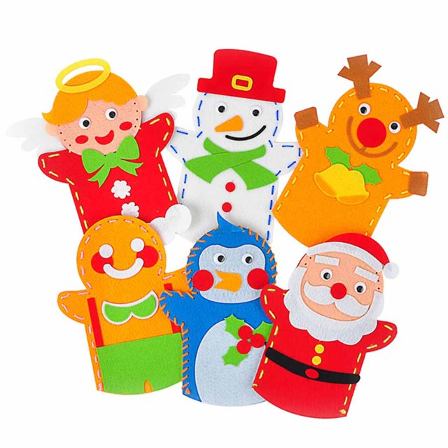 Bangcool 6 Sets Hand Puppet DIY Puzzle Creative Storytelling Toy Party Favor for Xmas