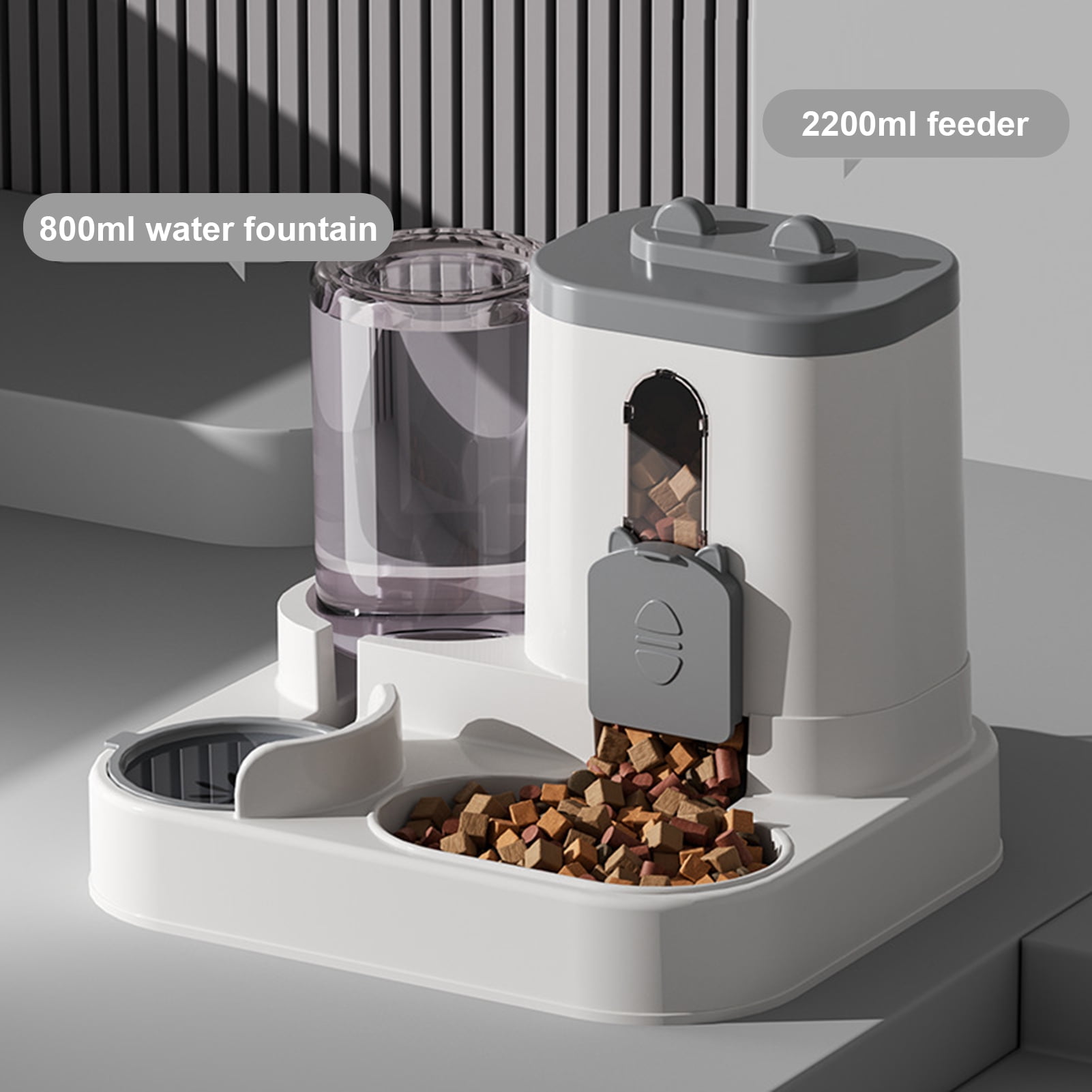 2-in-1 Pet Feeder And Water Dispenser Automatic Pet Dry Food And Water Dispenser Set for Small Medium Cats Dogs