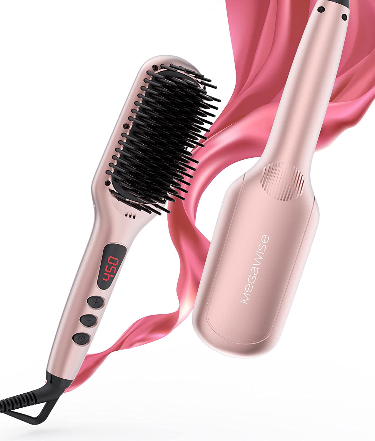 MEGAWISE Pro Ceramic Ionic Hair Straightener Brush for Home Salon | MCH  Fast 20s Heating Tech with Auto-Off Safety | Anti-Scald with Universal Dual  Voltage | Rotatable Power Cord 