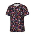 thumbnail image 5 of Vsdgher Dancing Skeletons Floral Garden Print Men's Dry Fit Mesh Athletic Shirts Moisture Wicking Tennis T-Shirt Tops, 5 of 9