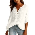 thumbnail image 6 of TRUBKH embroidered shirts Cotton Boho Tops for Women Boho Tops V Neck Shirts Bohemian Clothes Button Down Floral Shirts Summer Blouses for Women Breathable Embroidered Floral Embroidered White M, 6 of 7